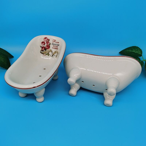 Portasapone in Ceramica Antiruggine a Forma di Mini Vasca <span class=keywords><strong>da</strong></span> Bagno per Doccia, Bagno e Cucina - Product Image 4