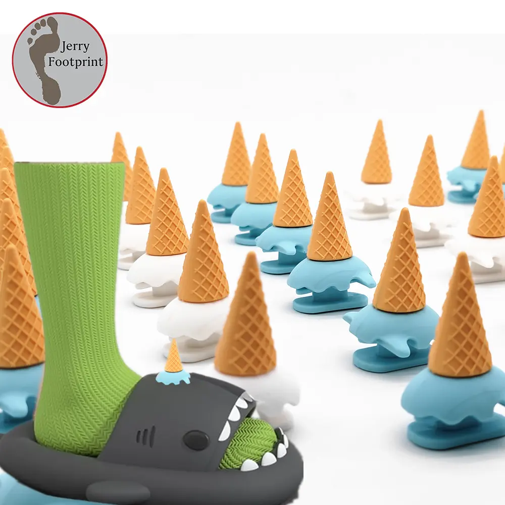 Aksesori Top Slides sirip hiu DIY multiwarna untuk menyesuaikan hiasan sandal hiu bertema es krim Anda