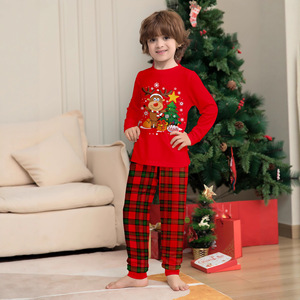 Conjuntos de Pijamas de Natal para Pais e Filhos com Design de Renas e Árvores, em Poliéster Macio, para a Estação de Outono, para Mãe e Filho, Mãe e Filha - Product Image 3