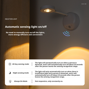 Умный настенный светильник с датчиком движения, перезаряжаемый, с пультом ДУ, поворотный прожектор, настенный светильник для чтения в спальне, светодиодный ночник - Product Image 3