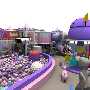Dibujos de diseño gratuito Parque de atracciones interior para niños personalizado Tema de macarrón púrpura Equipos de área para niños Parque infantil interior - Product Image 5