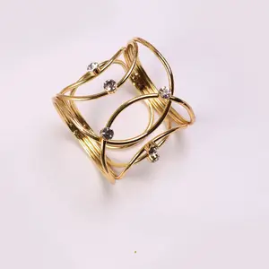 Diamant Goud X Draad Geweven Servet Ring Metalen Servetringen Voor Huwelijksfeest