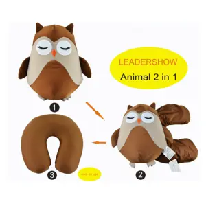 Cute Animal Kids Transform Pillow Blanket Plush Toys 2 in 1 neck Travel Pillow