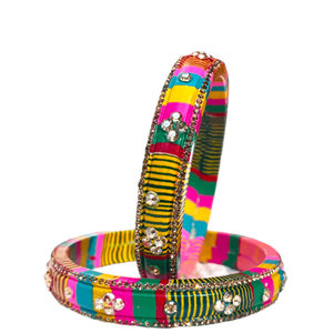 Jaipur Handmade Lac Bangle with Vibrant Colors and Luxurious Rhinestone Studding Traditional Rajasthani Ethnic Jewelry for Women - Product Image 2