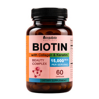 Capsules de Biotine OEM 15 000 mcg avec Collagène et Kératine, Fournisseur d'Usine, Complément à Marque Blanche, Capsules de Biotine Naturelles