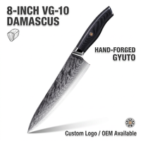 Couteau de Chef Gyuto 8 Pouces en Acier Damas VG-10, Fait Main, Manche Intégral en Résine Écologique, Ambidextre, Mosaïque, Logo Personnalisé