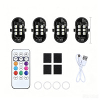 Lampu Strobo LED Nirkabel New Hopstyling 2/4/6pcs dengan Remote Control 12V 9W untuk Mobil, Motor, Drone, Skuter Anti-tabrakan