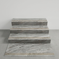 Carreaux de marche d'escalier en céramique texturée pierre, antidérapants, résistants aux acides, à bords incurvés, modernes et luxueux, 1200x470mm, pour usage intérieur, villa