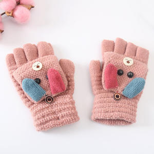 Boodun Hiver enfants gants chaud mignon dessin animé 6-12 ans école primaire enfants cachemire tricoté flip Enfant cyclisme gants - Product Image 4