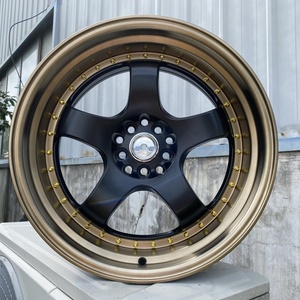 VG Aluminium-Rennräder 15x8/15x9 4x100/4x114.3 Racing ET0 Maschinell Bearbeitete Felge für Histori Silber/Schwarz 4-teiliges Set zum Austausch - Product Image 1