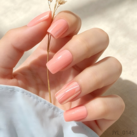 Ongles press-on brillants Peach Aurora Chrome, ongles carrés courts et brillants, ongles acryliques réutilisables, lot de 24 pièces pour salon