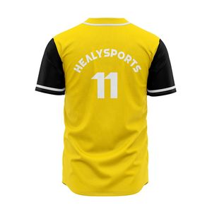 Vente en gros Maillot de baseball brodé sur mesure Nouveau design Sublimé Respirant Grande taille Col boutonné jaune vierge - Product Image 4