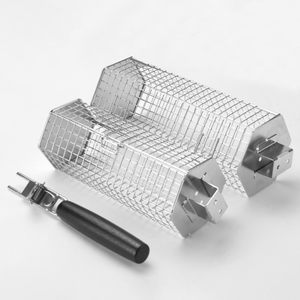 304 Thép Không Gỉ Cán Nướng Giỏ Với Có Thể Tháo Rời Tay Cầm Bằng Gỗ Làm Tổ Nướng Net (2Pcs, Hình Lục Giác) - Product Image 2