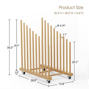 9 secciones de madera arte lienzo almacenamiento ruedas giratorias madera gran impresión estante arte almacenamiento estante lienzo tableros estante - Product Image 3