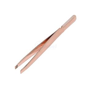Kit de 4 pinces à épiler pour sourcils en or rose, en acier inoxydable, à pointe inclinée, plate et personnalisable avec logo, pour l'épilation des cils et des poils, ensemble d'outils de beauté - Product Image 5