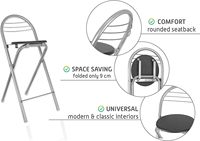 Tabouret de bar haut pliant noir argenté avec dossier et repose-pieds chaise de bar pour cuisine petit déjeuner