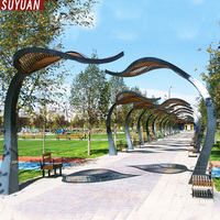 Pergola Sculpturale 3D Moderne en Métal Gravée sur Mesure pour Extérieur, Grande, pour Hôtels, Places Publiques, en Acier Inoxydable, Art Abstrait Pare-Soleil