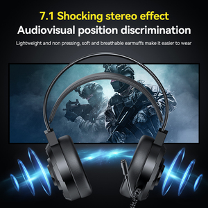 T-WOLF H140 7.1USB <span class=keywords><strong>Headset</strong></span> Gaming suara Surround dengan mikrofon untuk Gamer PC Headphone atas telinga untuk musik dengan penutup telinga lembut - Product Image 4