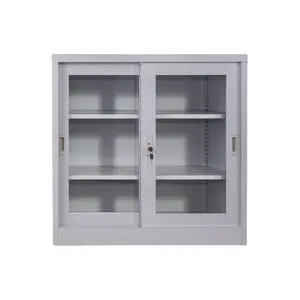 玻璃推拉门文件柜可调节货架钥匙储物柜钢柜现代办公家具