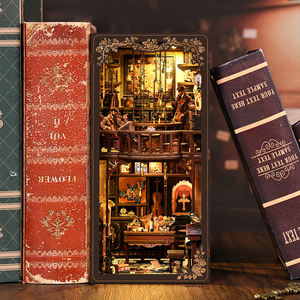 หนังสือนุ๊กที่สร้างสรรค์และโมเดลบ้านขนาดเล็กแบบทำมือของเล่นตัวต่อไม้3D พร้อมไฟ LED สำหรับการแสดงบนชั้นวางของในบ้าน - Product Image 5