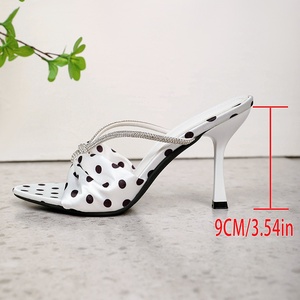 Sandali con Tacco <span class=keywords><strong>a</strong></span> <span class=keywords><strong>Spillo</strong></span> <span class=keywords><strong>Bianchi</strong></span> <span class=keywords><strong>a</strong></span> Pois Stile Retrò Francese, con Fiocco e Strass, Cinturino alla Caviglia, Tacco Ultra Alto 8cm, Punta Affusolata - Vendita Diretta dalla Fabbrica - Product Image 5