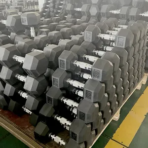 Nhà máy cung cấp giá rẻ trọng lượng đào tạo lục giác cao su tráng dumbells hex cao su quả tạ