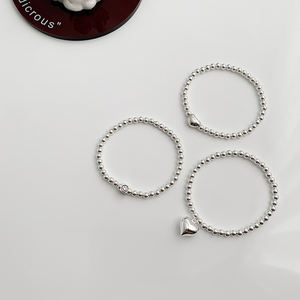 Ins дизайн 925 стерлингового серебра ручной работы круглые бусы, браслеты прекрасные милые сердцу/бобов/квадратный улыбка шарм браслеты и браслеты ювелирные изделия - Product Image 4