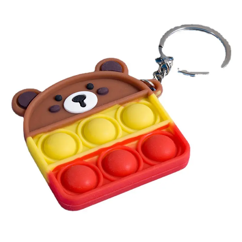 New giải nén Silicone Keychain Mini Mặt dây chuyền bong bóng giáo dục phục hồi bóp đồ chơi vòng chìa khóa