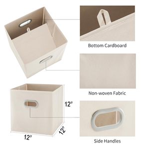 <b>Stackable</b> and Foldable <b>Storage</b> Bins 6 Piece Set Strong Poly-Woven Fabric Sturdy Chipboard Sides <b>Storage</b> Box - Product Image 4