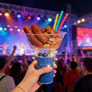 Vaso Desechable Personalizado para Combinaciones de Aperitivos y Bebidas, con Capacidad para 360 ml, con Tazón de 700 ml y Tapa - Product Image 2