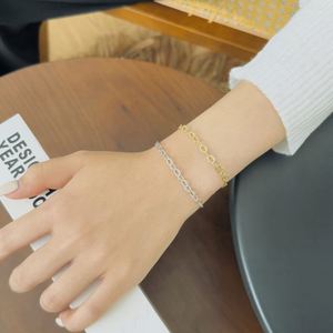 Dylam Unique Design Rhodium 14K Gold Plated Sparkle Minimalist Link Chain Women Jewelry <b>Bangles</b> & <b>Bracelets</b> Adjustable Length - Product Image 2