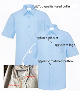 Bán Buôn Chấ<span class=keywords><strong>t</strong></span> Lượng Trường Tiểu Học Trẻ Em Đồng Phục Học Sinh Áo Sơ Mi Polyester/Cotton Poplin Trắng Ngắn Tay Áo Cổ Áo Sơ Mi Trường Áo Sơ Mi - Product Image 5