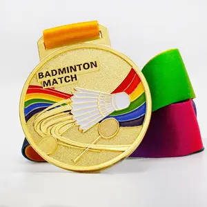 도매 가격 메달 제조업체 사용자 정의 빈 상 소프트 에나멜 챔피언 배드민턴 메달 및 트로피