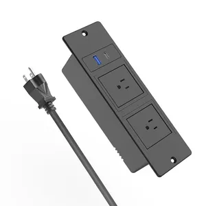 US power outlet built in flush recessed mounted desktop power strip socket with USB-C port /Office tabletop usb-c panel socket