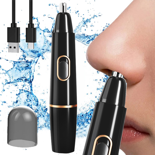 Portable Waterproof Usb Rechargeable Electric Ear and Nose Eyebrow Hair Trimmer for Men Women Clean Trimmer Razor Remove