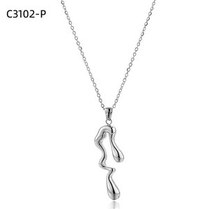 Collar con Colgante de Moda Amy Amy, Acero Inoxidable, Bañado en Rodio, Diseño Minimalista para Mujer, Uso Diario, Regalo - Product Image 1