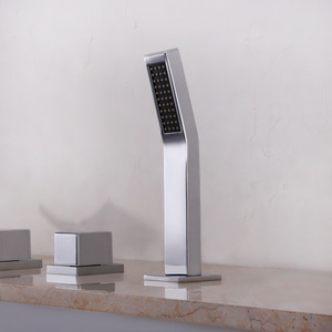 Grifo de Bañera y <span class=keywords><strong>Ducha</strong></span> Hongdec Moderno de <span class=keywords><strong>Tres</strong></span> Manijas, Montado en el Suelo, de Latón Pulido, con Tecnología LED Sense y Cascada, de 5 Orificios - Product Image 5