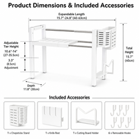 Support de four à micro-ondes extensible blanc en acier au carbone avec porte-couteaux et planche à découper pour comptoir de cuisine, personnalisable OEM