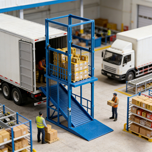 Lift Kargo Industri Beban Berat, Elevator Barang Hidrolik Tugas Berat, Kontrol Nirkabel, Konstruksi Baja, Pengangkat Pabrik - Product Image 1