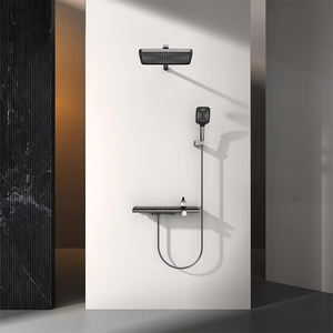 Diseño de lujo 3 funciones expuestas de gran tamaño Panel de sujeción Baño de gama alta Mezclador de ducha oculto de latón con termostato - Product Image 2