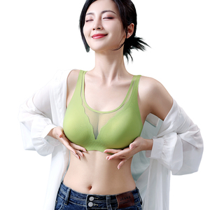 Оптовая продажа: Удобный бесшовный бюстгальтер с эффектом пуш-ап, регулируемыми бретелями, полной чашкой и сексуальным кружевным вырезом на шее - Product Image 2