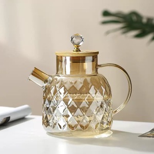 Vente en gros de théière à eau froide à haute teneur en borosilicate grande taille 1000 ml 1500 ml et 1800 ml bouilloire diamantée résistante à la chaleur - Product Image 5