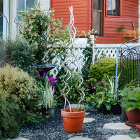 Obélisque en métal en spirale pour plantes grimpantes, treillis de soutien pour vignes en pot, roses, balcon, jardin, emballage personnalisé en boîte