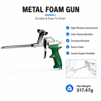 Pistolet applicateur de mousse PU réutilisable, corps en métal, poignée en plastique, tube en acier inoxydable, buse en laiton pour l'étanchéité et l'isolation dans la construction