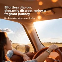 Diffuseur de parfum de voiture en bois de hêtre à clipser sur pare-soleil, diffuseur d'aromathérapie caché, parfum de voiture à évaporation naturelle, longue durée