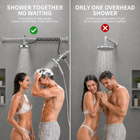 Système de douche partagée haut de gamme pour couple, ensemble de douche de salle de bain à fixation magnétique avec jet pluie et double pulvérisation à main