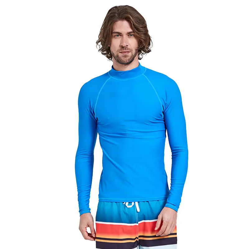 ขายปลีกขายส่ง Lake Blue แขนยาว Rash Guards Top Surfing เสื้อว่ายน้ำ Tee