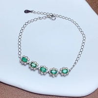 Bracelet à breloques émeraude naturelle en argent sterling 925 Femme Tendance Nouveau design avec rhodium et placage d'or pour cadeau ou fête