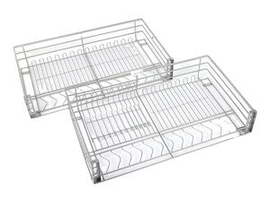 Solid Stainless Steel Modern <b>Pull</b> <b>Basket</b> with Double Water Tray for Hotel <b>Kitchen</b> Dining Dish Storage - Product Image 4
