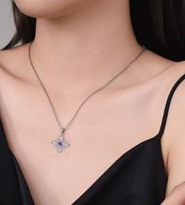 Haute qualité étanche en gros élégant argent plaqué pendentif bijoux améthyste cristal collier floral pour un usage quotidien - Product Image 5